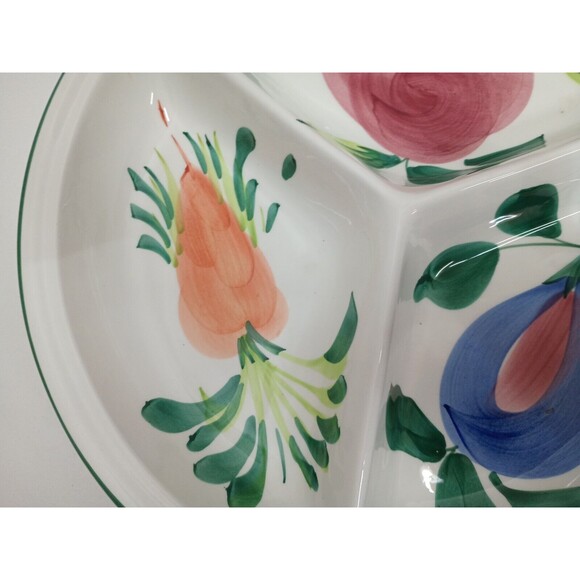 Vintage 3 Chamber Pizzato Divided Vegetable Dish Hand Painted - Picture 5 of 7